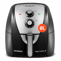 MONDIAL Fritadeira Sem Óleo Air Fryer 8L, Preto/Inox, 1900W, 220V - AFN-80-BI