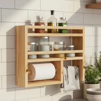 Modulo Prateleira Porta Temperos, Especiarias, Papel Toalha Marrom-claro