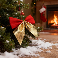 Kit 18 Lacinhos Vermelho 6.5cm Enfeite Natal Premium