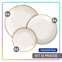 Jogo de pratos rasos, fundos e sobremesa Tramontina Rústico Marrom 12 peças