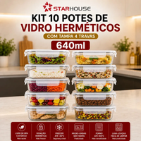 10 potes herméticos de vidro - 640ml