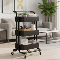 Carrinho Organizador Multiuso com 3 Prateleiras e Rodízios 360°