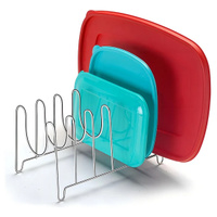 Organizador Inox De Tampas De Panela E De Pote Divisórias Cor Cromado