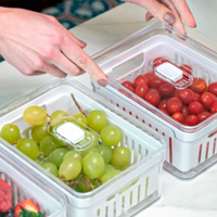 Organizadores de Geladeira de Acrílico com Tampa Drenagem