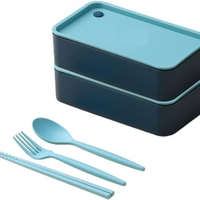 Kit 2 Marmitas Lancheiras Com Divisória Bento Box Dois Andares Com Talheres