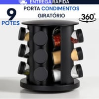 Porta Temperos Profissional Giratório 9 Potes Vidro Tampa Dosadora Condimentos