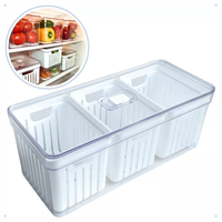 Organizador de Geladeira Grande com 3 Cestos de Drenagem e Tampa com Controle de Ventilação