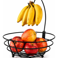 Fruteira aramada redonda com suporte para banana