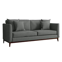 Sofá 3 Lugares Beny Base de Madeira Linho Cotton Cinza