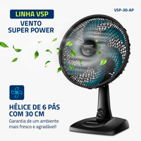 Ventilador de mesa Mondial 220V, 30cm, 6 pás, Turbo - VT-30-NB