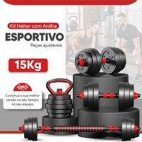 Kit Halteres Barra e Anilhas Musculação