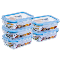 Kit com 5 potes herméticos de vidro Gato Panda