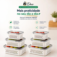 Kit com 6 potes organizadores de geladeira