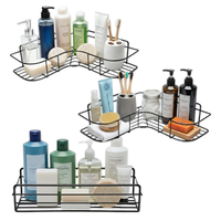 Kit 3 Suportes De Banheiro Prateleira Metal Sem Furo Adesivo