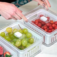 Organizadores de Geladeira de Acrílico com Tampa Drenagem