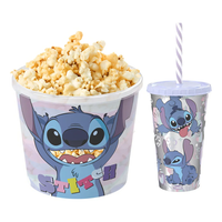 Kit Cinema Balde Pipoca 2,1L e Copo 500ml Stitch Disney 123BOX