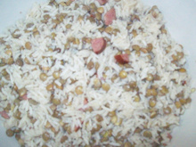 Arroz com lentilha e linguiça calabresa