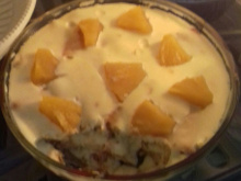 Pavê de pêssego em calda