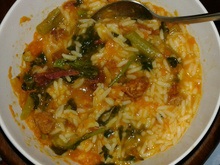 Sopa de moranga com carne seca