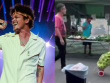 Feirante canta paródia de Bruno Mars para atrair clientela e viraliza nas redes sociais; confira!