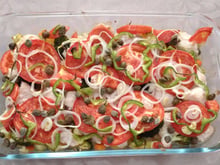 Filé de tilápia assado com legumes