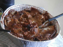 Lagarto assado, com calabresa e bacon