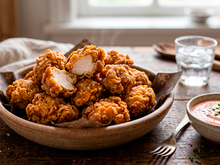 O segredo da pipoca de frango mais crocante está em um ingrediente que quase ninguém imagina usar