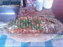 Tainha na brasa ao Kikomida