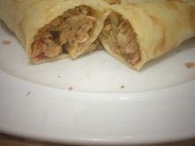 Crepes com atum e cogumelos