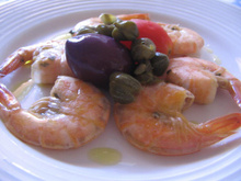 Camarões flambados à minha moda