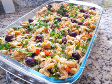 Salada de grão-de-bico com bacalhau