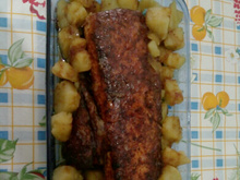 Lombo de porco com batata doce caramelizada