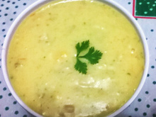 Creme de aipim com frango e queijo