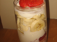 Parfait de morango e banana