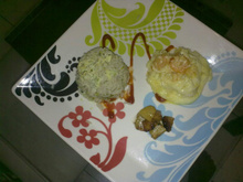 Camarão ao forno com abacaxi flambado