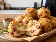 Bolinho arroz com linguiça toscana e mussarela  na Air Fryer