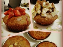 Muffins integrais (morango, banana ou maçã)
