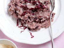 Risoto de carne seca com arroz vermelho