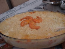 Gratinado delicioso de camarão