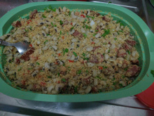 Farofa de feijão com linguiça