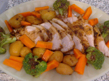 Picanha suína com legumes