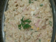 Macarrão de panela de pressão com frango queijo e presunto