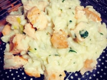 Risoto de salmão com alho-poró