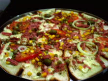 Pizza de pão fatiado