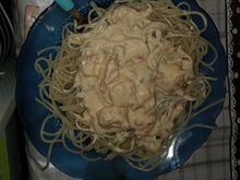 Macarrão ao molho branco de camarão