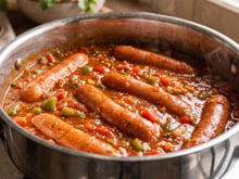 Cachorro-quente tradicional com molho encorpado e temperado
