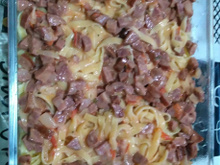 Macarrão com calabresa e requeijão - rapidinha