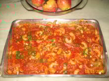 Molho de filé de peixe com camarão