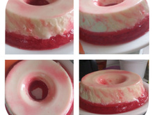 Mousse cremoso com gelatina de morango