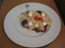 Bife acebolado à Grécia